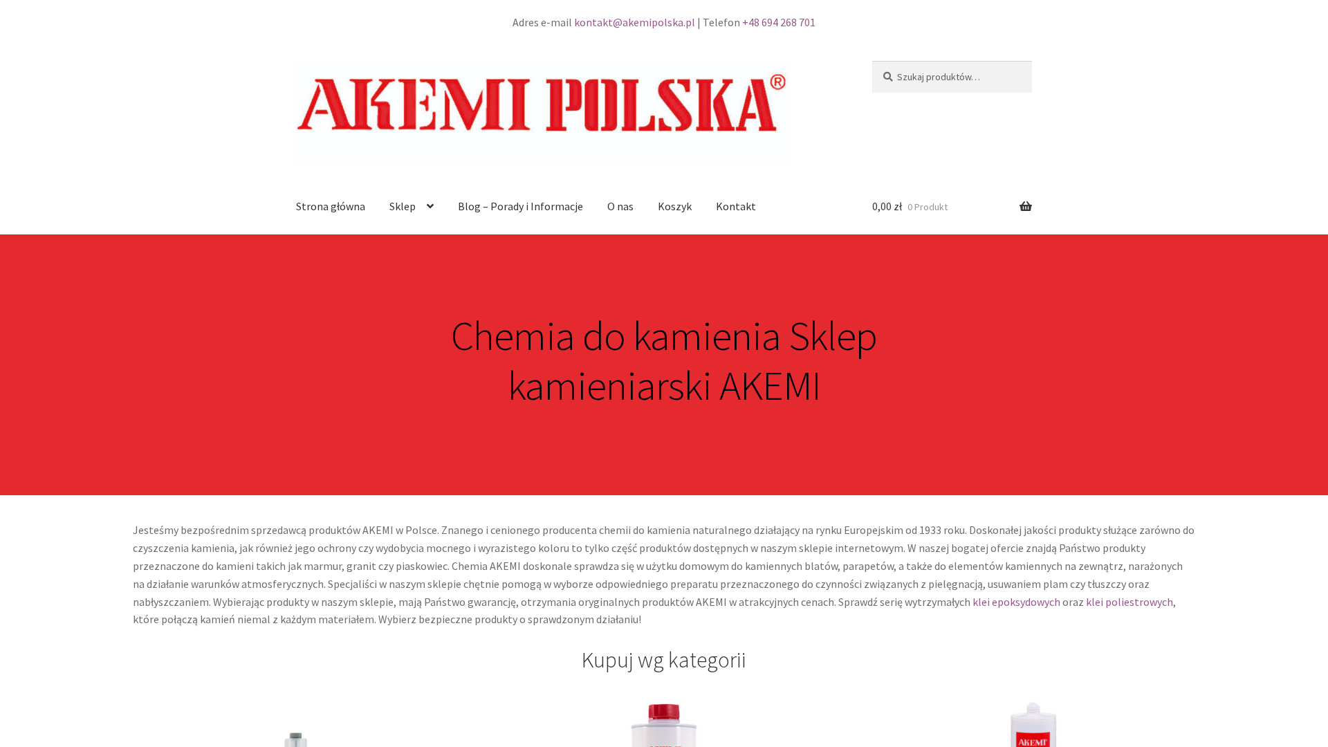 Podgląd strony Impregnaty, kleje, nabłyszczacze i środki czyszczące do kamienia - AKEMI Polska