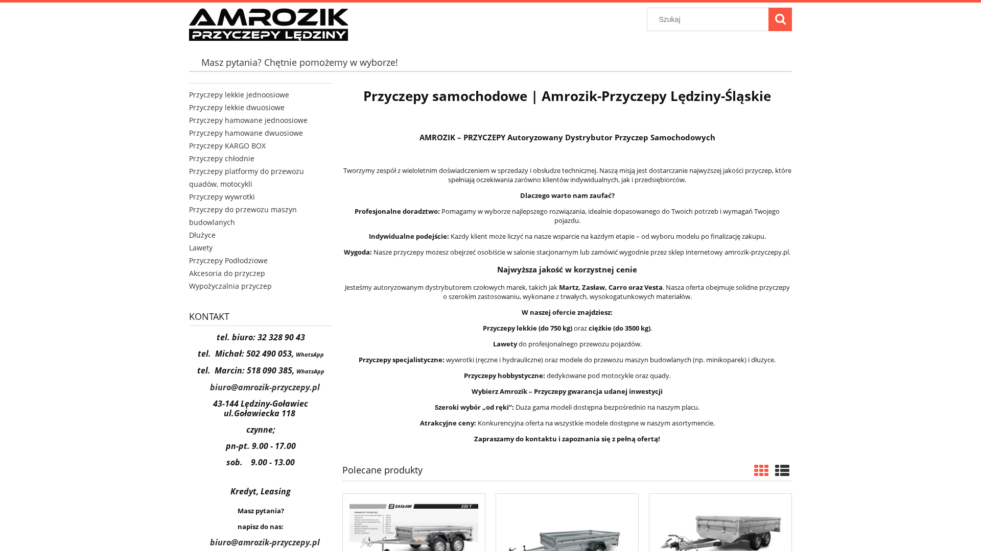 Podgląd strony Amrozik-Przyczepy | Przyczepy samochodowe